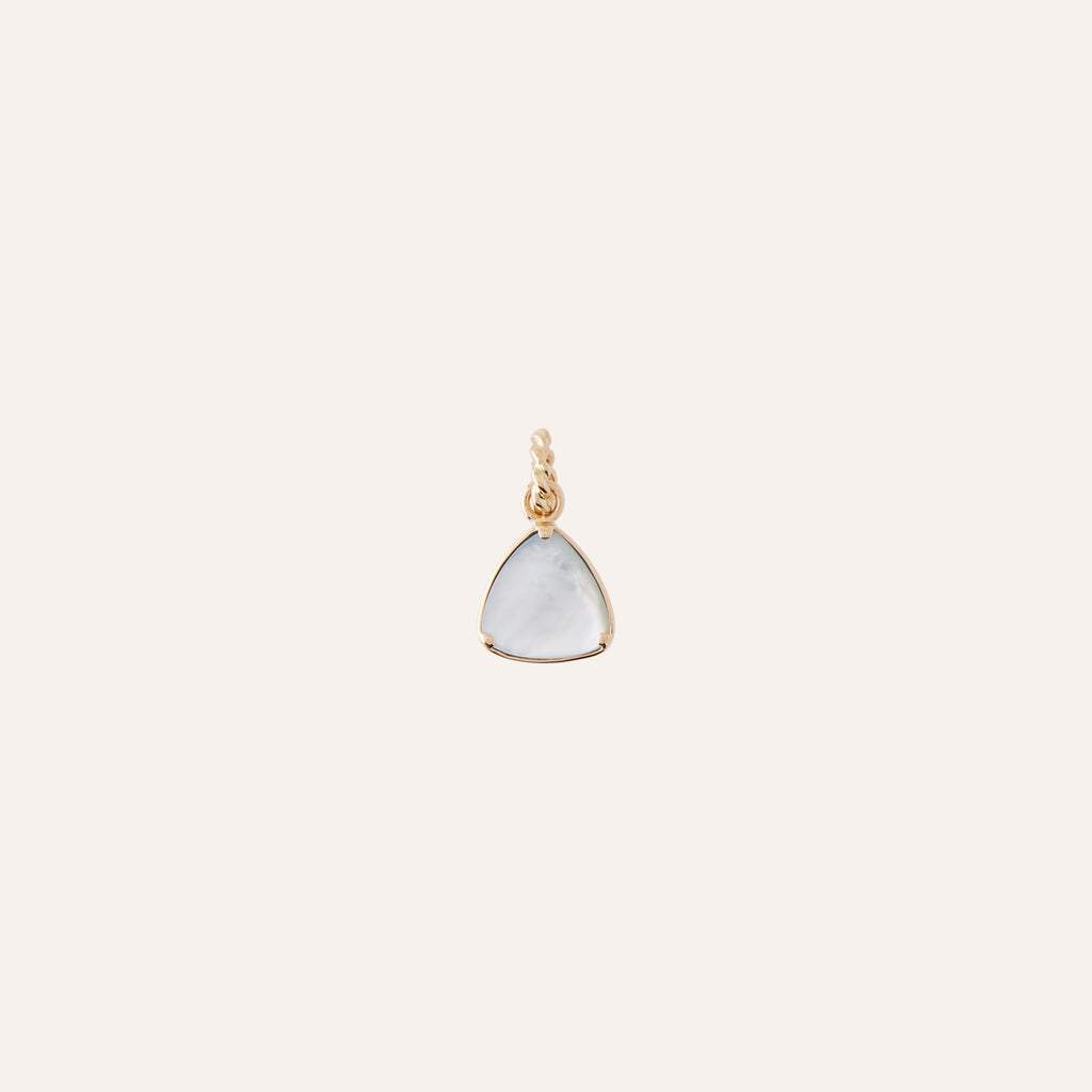 14K Blue Tourmaline Triangle Cabochon Charm