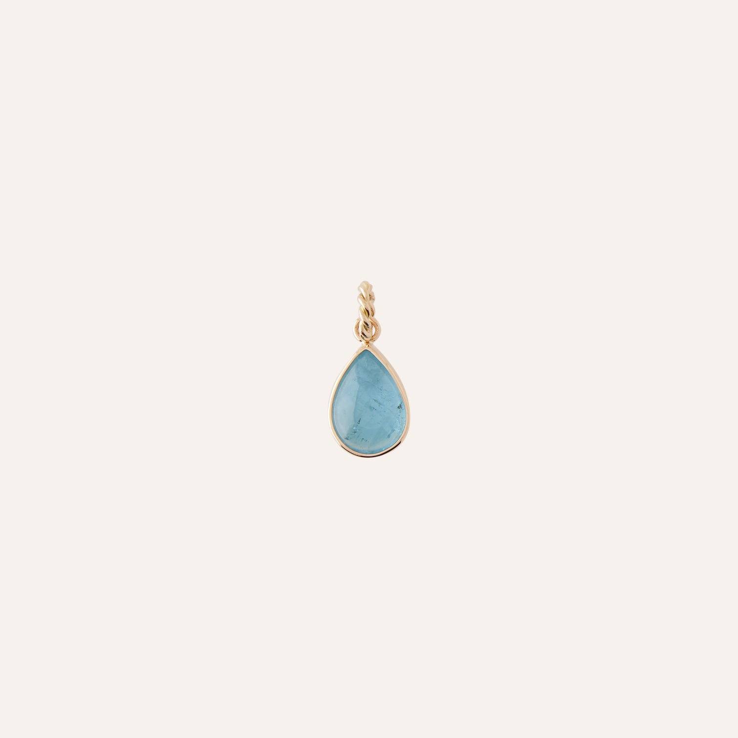 14K Aquamarine Teardrop Cabochon Charm