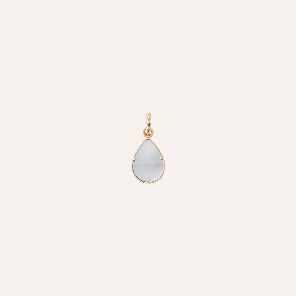 14K Aquamarine Teardrop Cabochon Charm