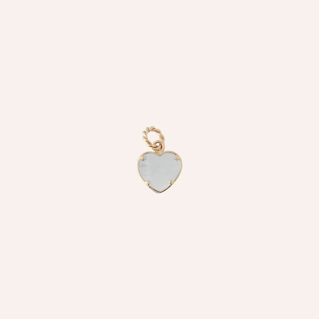 14K Small Ocean Blue Turquoise Heart Charm