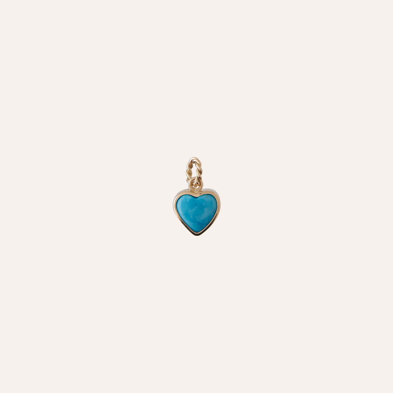14K Sky Blue Turquoise Heart Charm