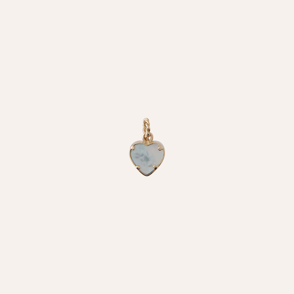 14K Sky Blue Turquoise Heart Charm