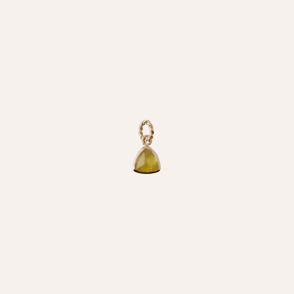 14K Yellow Canary Tourmaline Triangle Charm