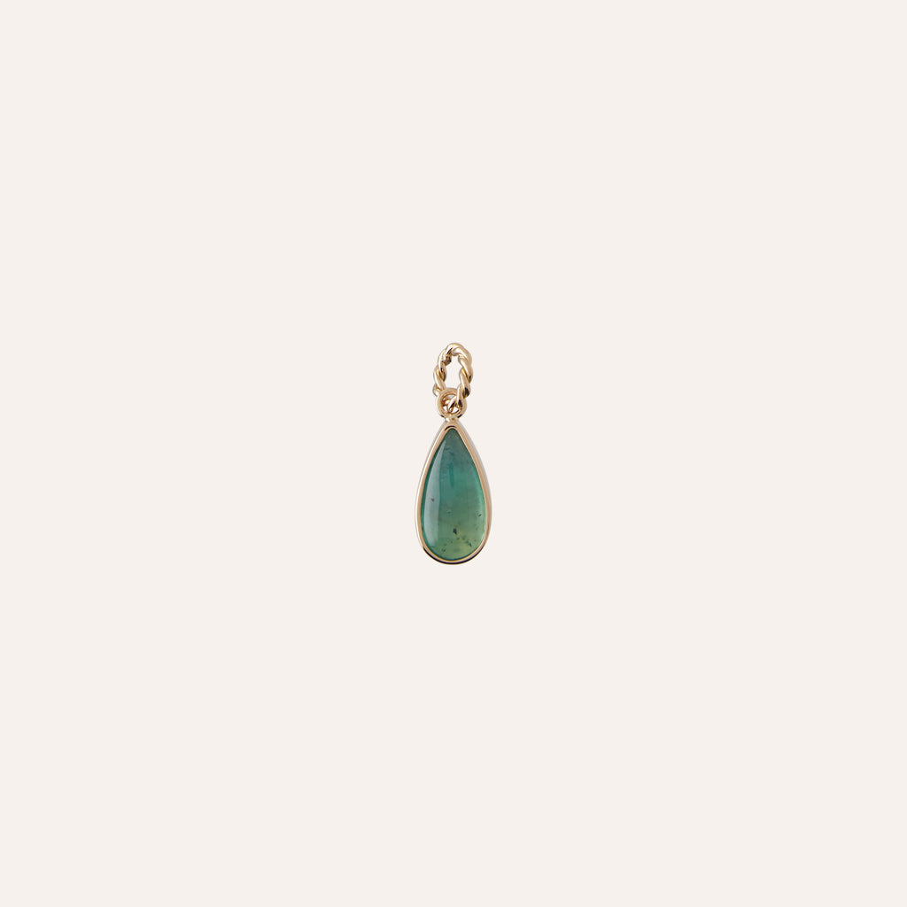 14K Green Tourmaline Teardrop Charm