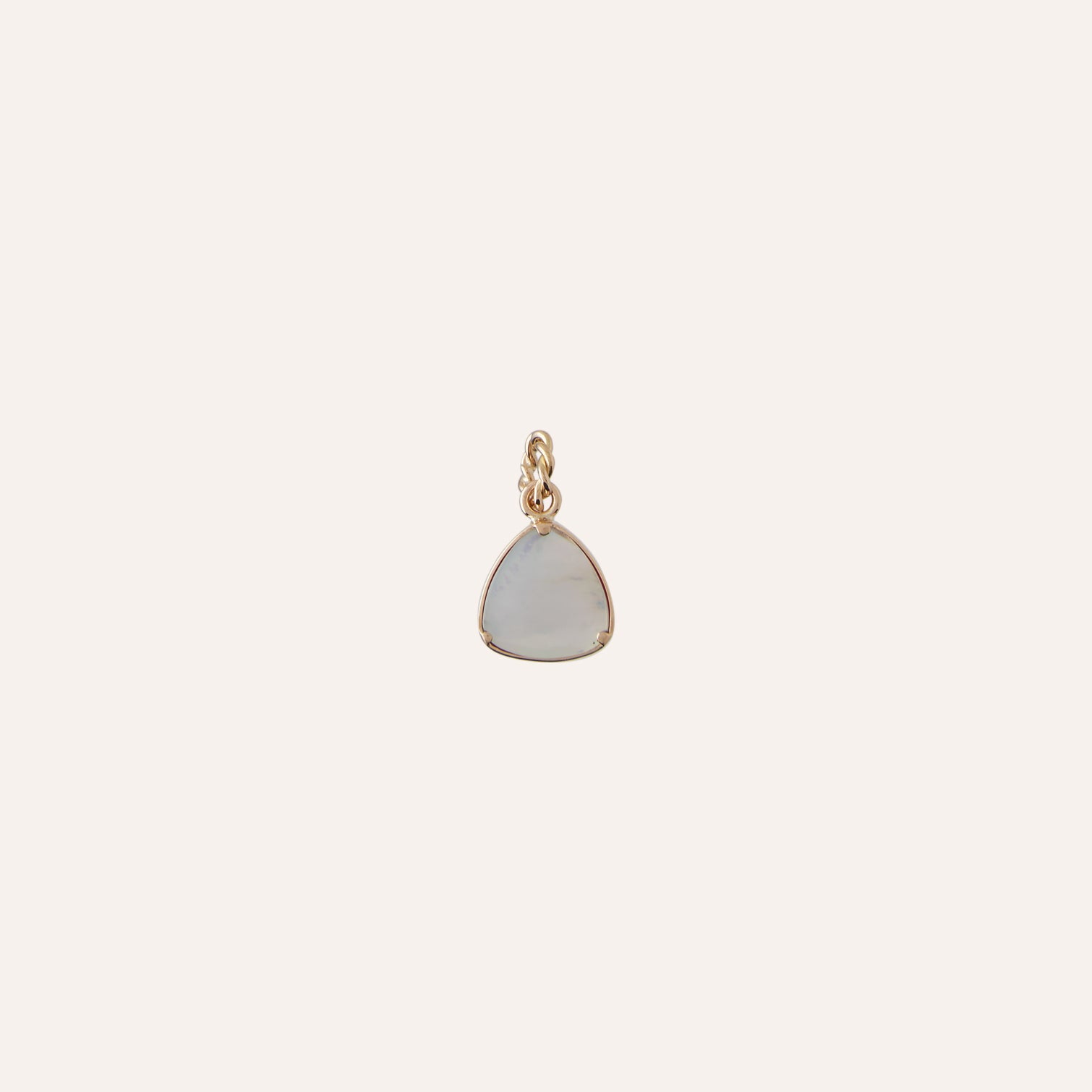 14K Pink Tourmaline Triangular Cabochon Charm