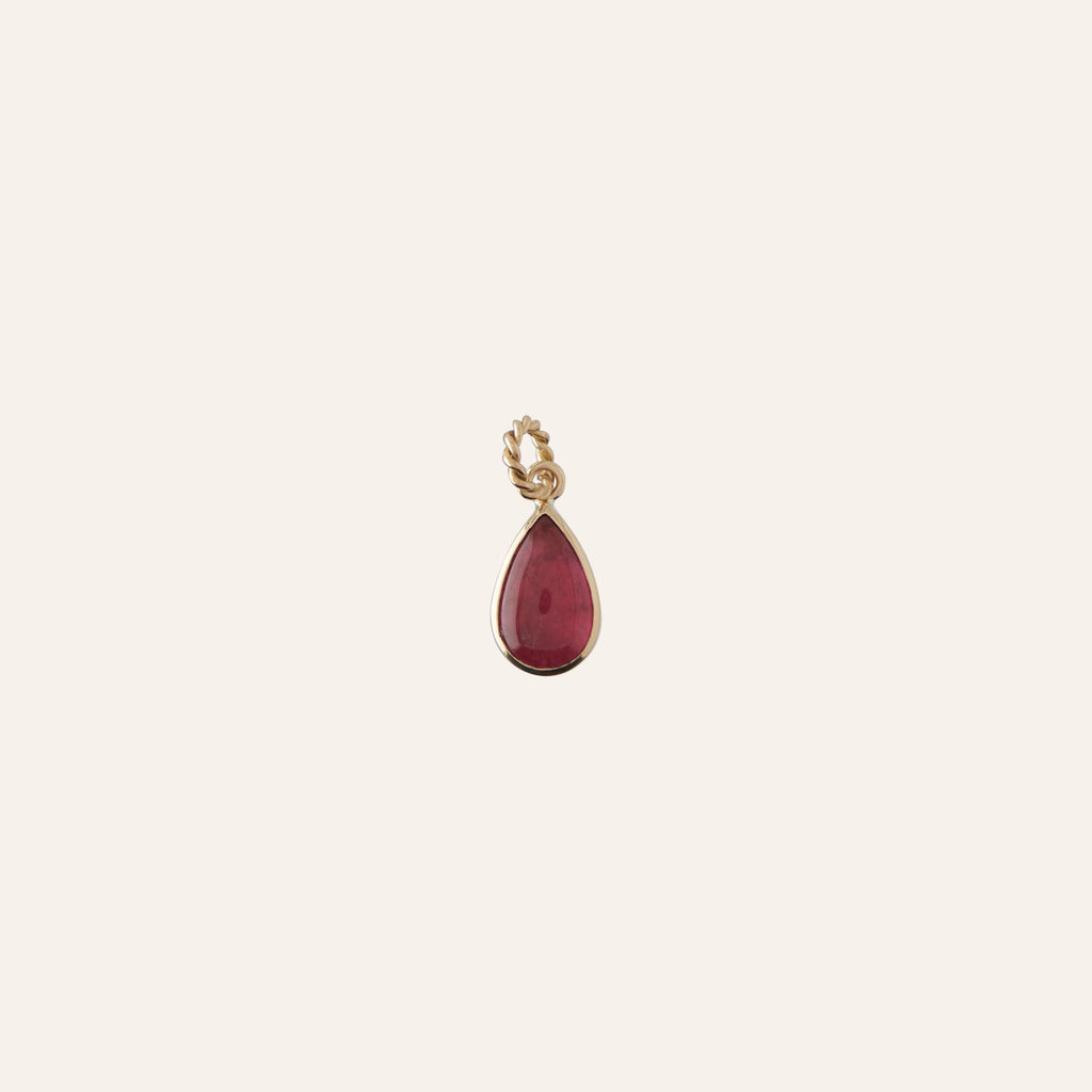 14K Pink Tourmaline Small Teardrop Charm