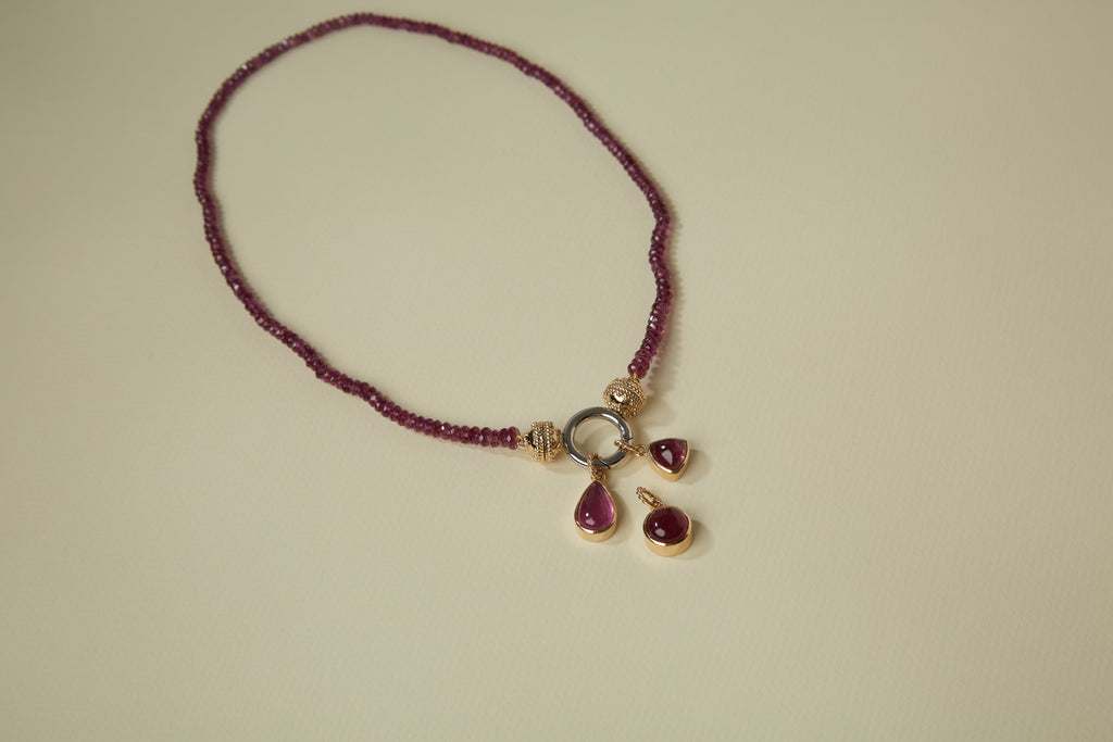 Purple Umbalite Faceted Rondelle Mini Necklace