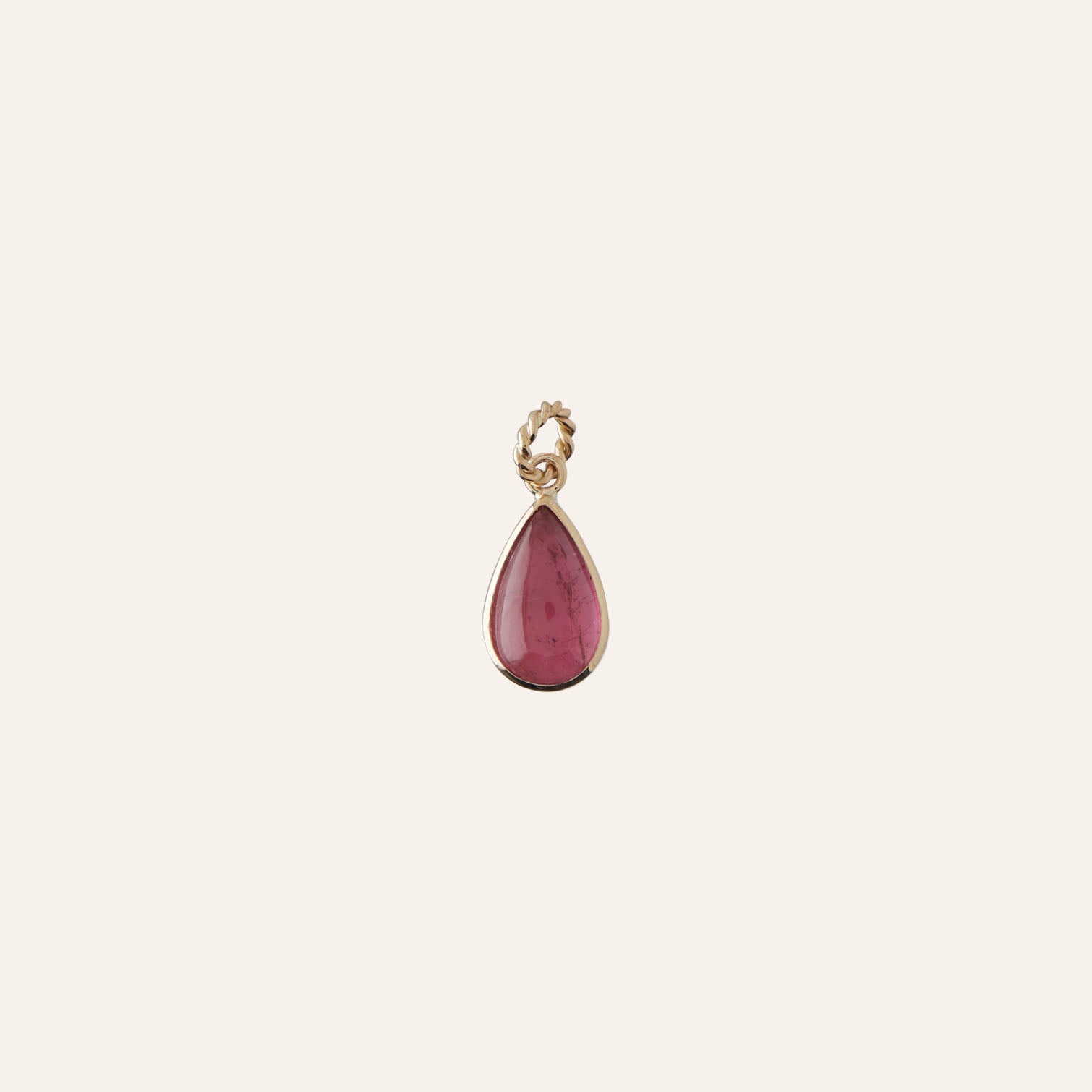 14K Pink Tourmaline Medium Teardrop Charm