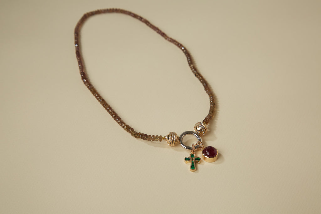 Green Garnet Faceted Rondelle Mini Necklace