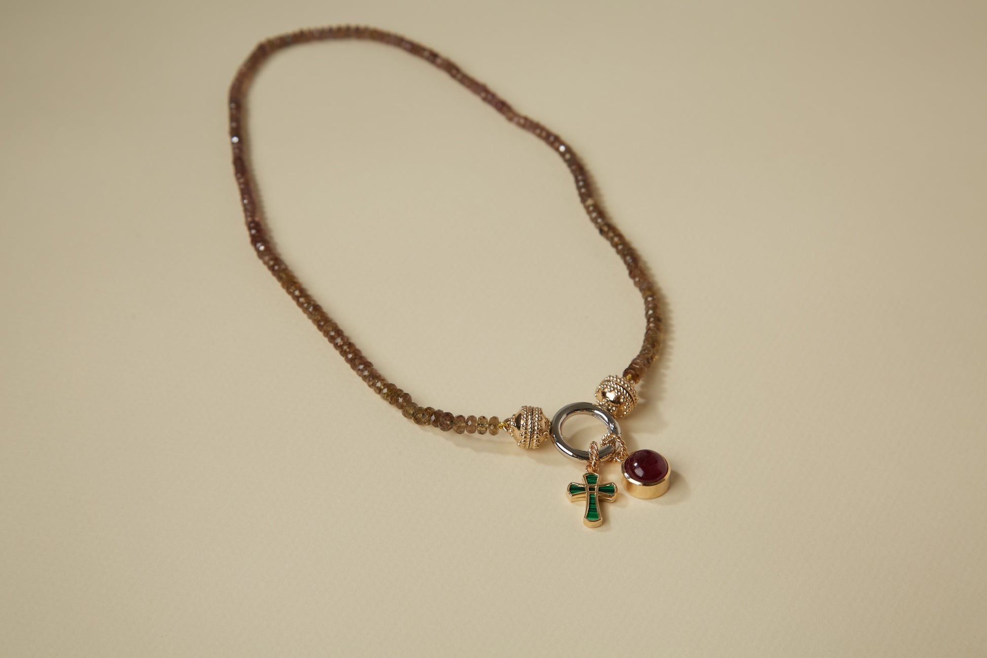 Green Garnet Faceted Rondelle Mini Necklace