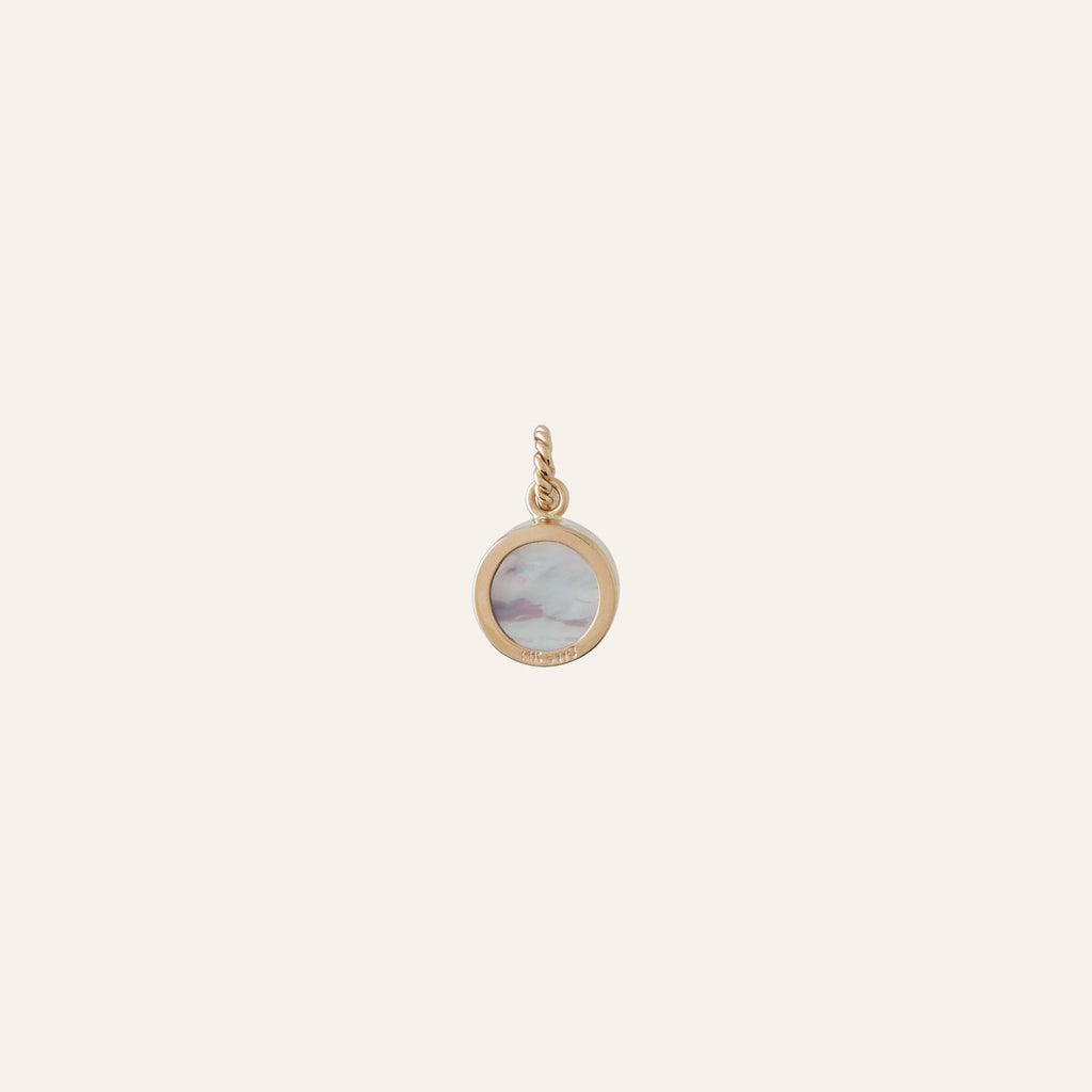 14K Pink Tourmaline Round Cabochon Charm