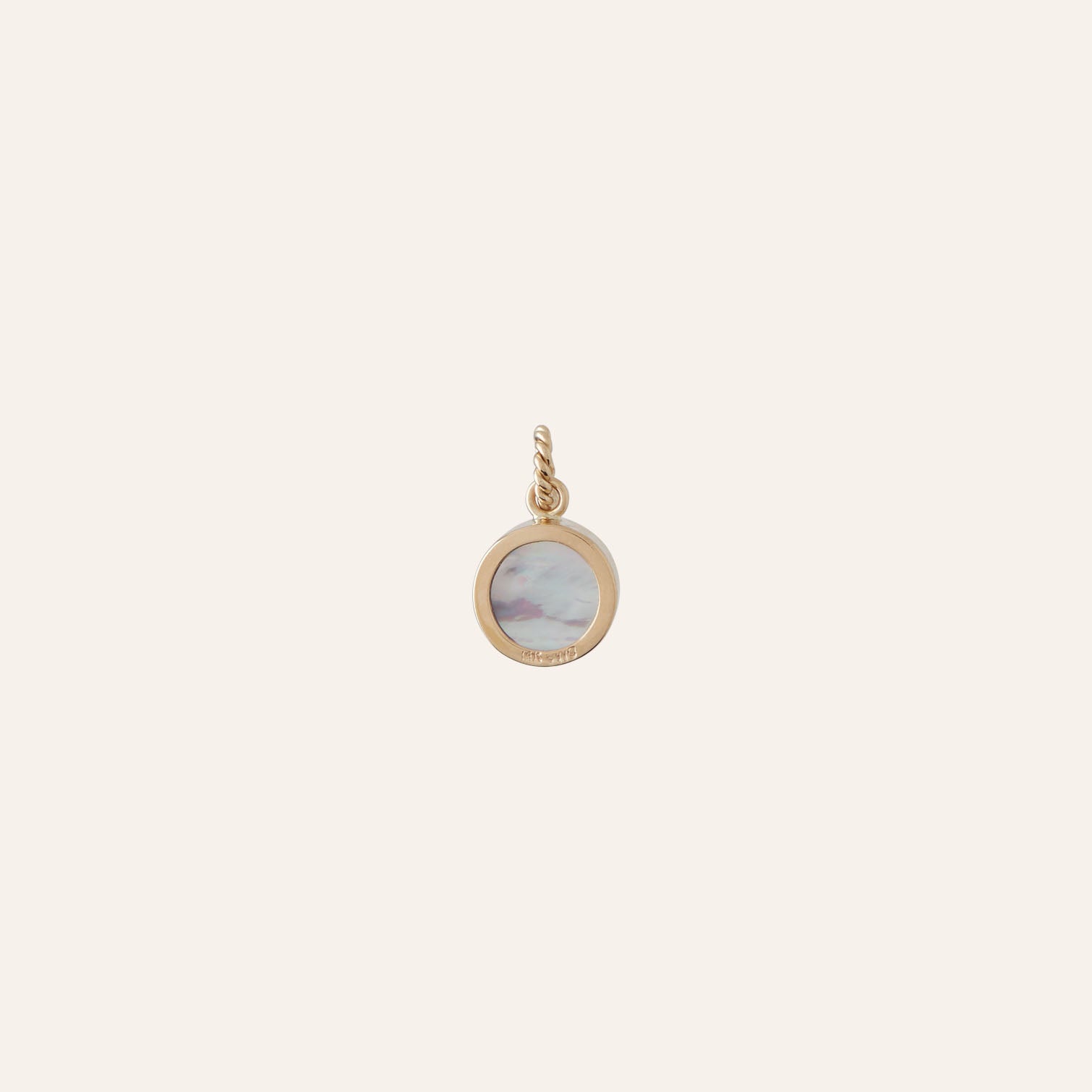 14K Pink Tourmaline Round Cabochon Charm