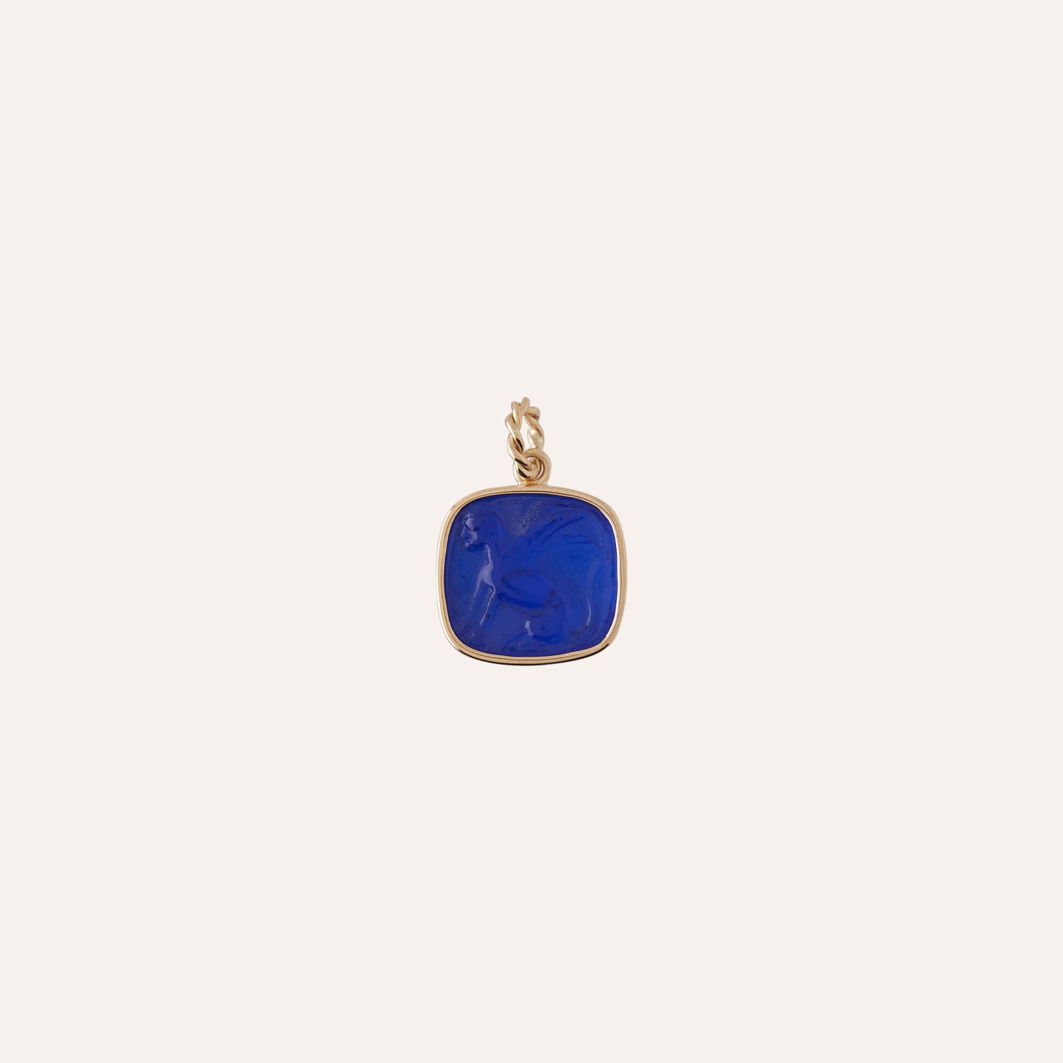 14K Winged Guardian Royal Blue Chiara Glass Charm