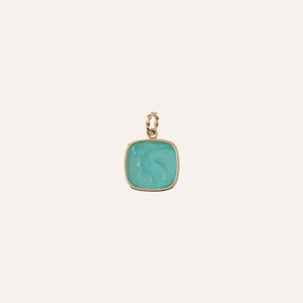 14K Winged Guardian Paraiba Chiara Glass Charm