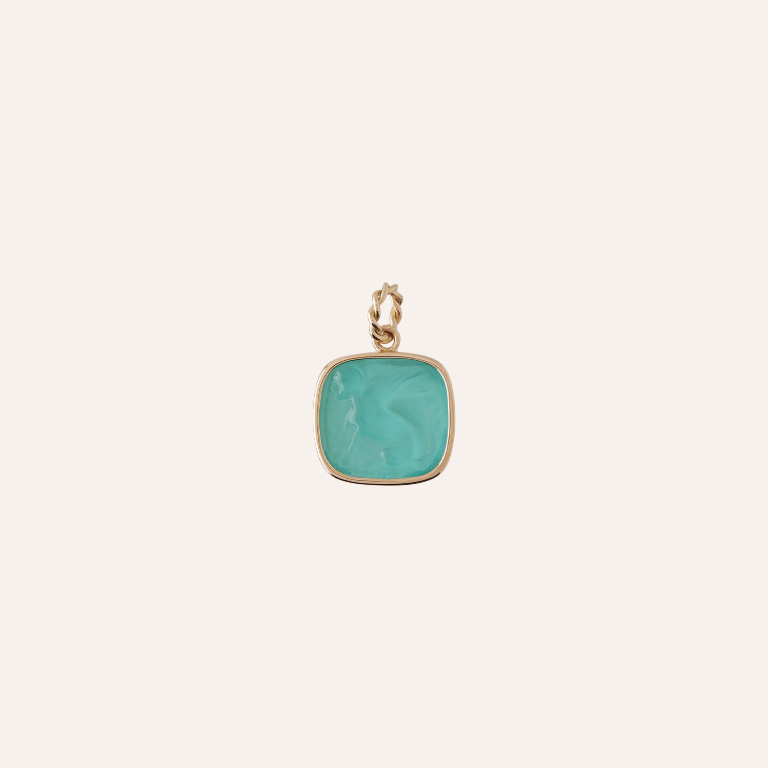 14K Winged Guardian Paraiba Chiara Glass Charm
