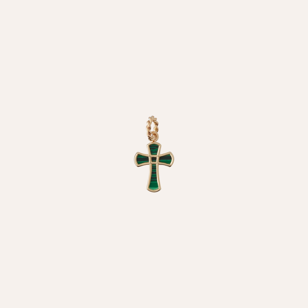 14K Green Malachite Cross Charm