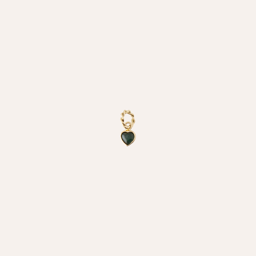 18K Extra Small Green Tourmaline Heart Cabochon Charm