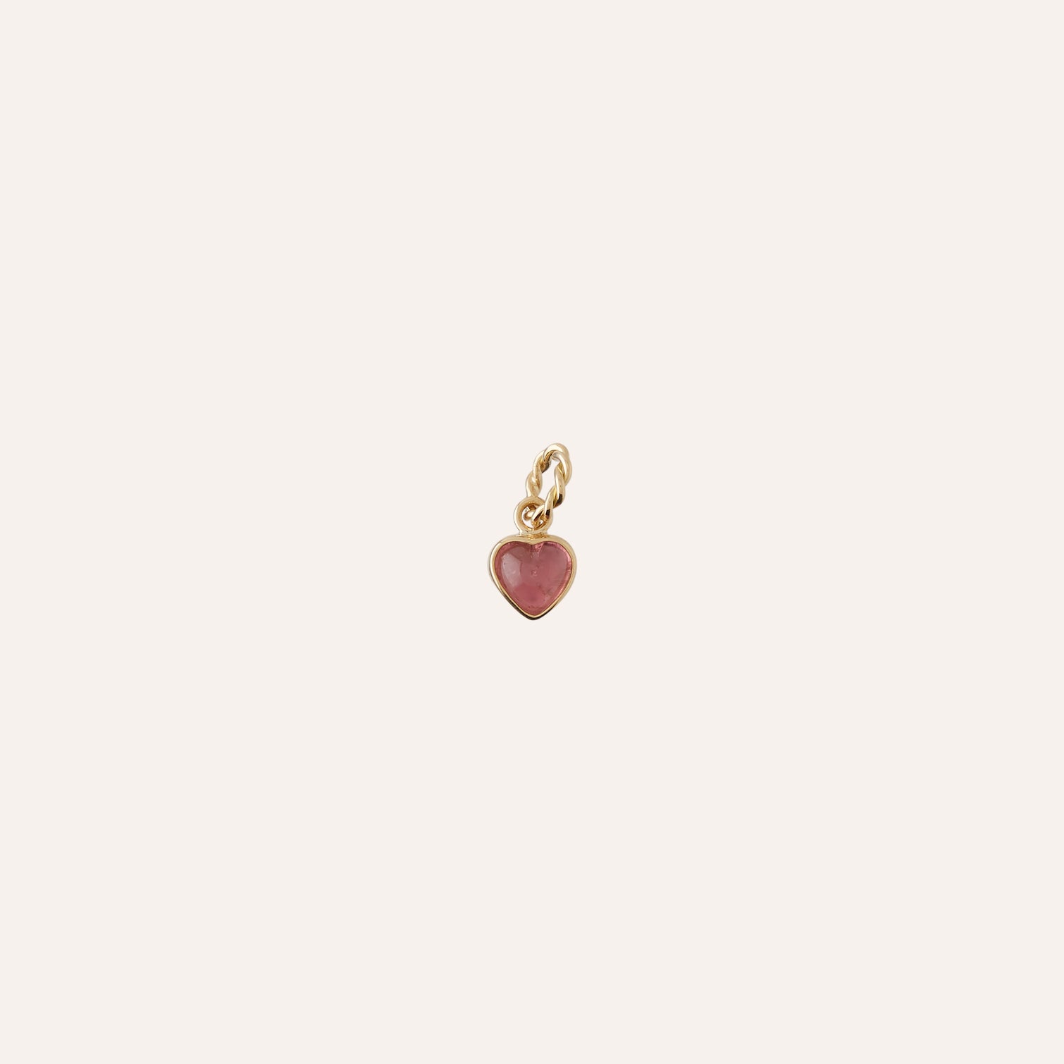 18K Extra Small Pink Tourmaline Heart Cabochon Charm