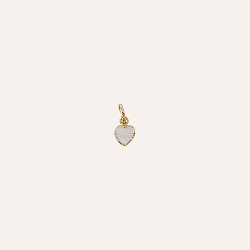 18K Extra Small Pink Tourmaline Heart Cabochon Charm