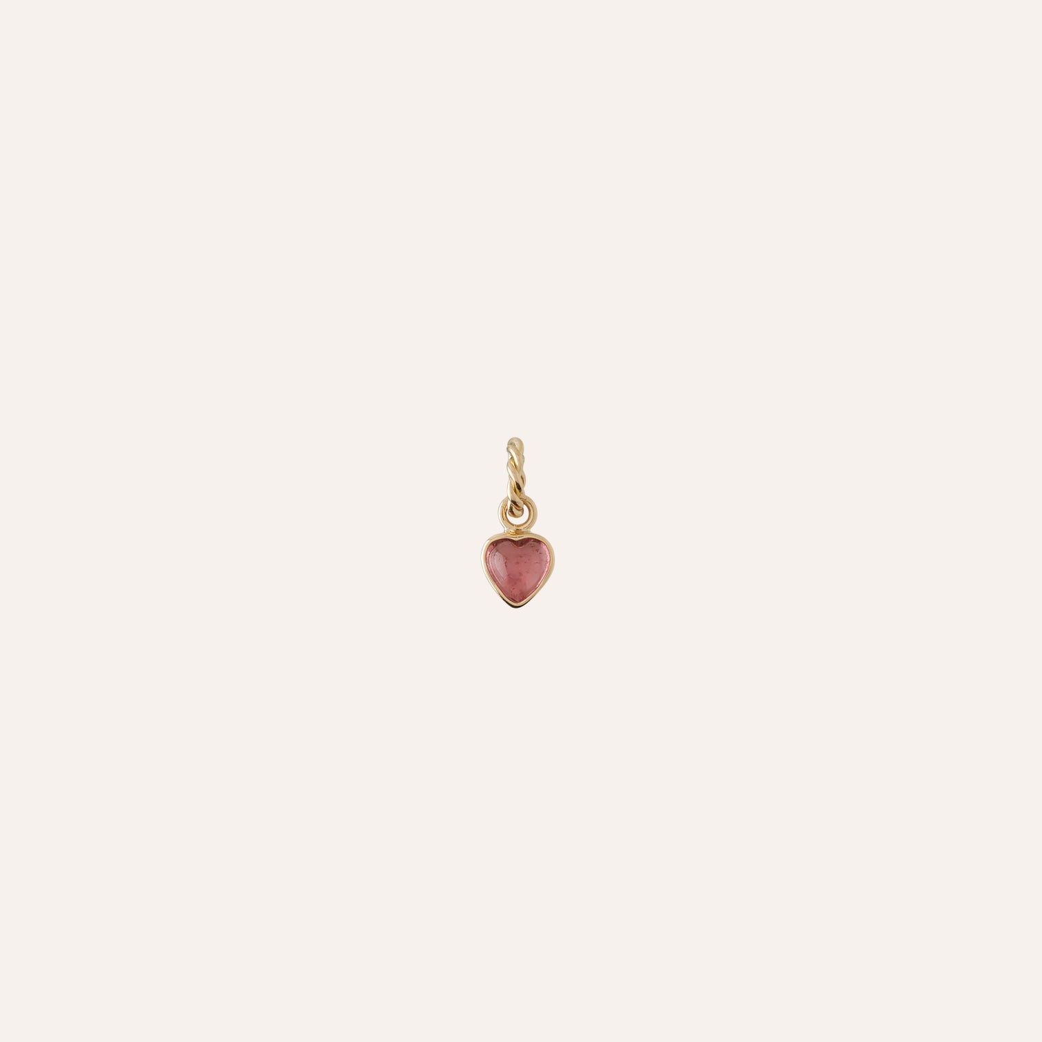 18K Extra Small Pink Tourmaline Heart Cabochon Charm