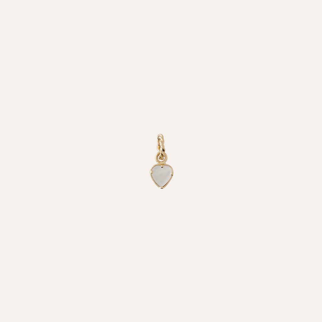 18K Extra Small Pink Tourmaline Heart Cabochon Charm