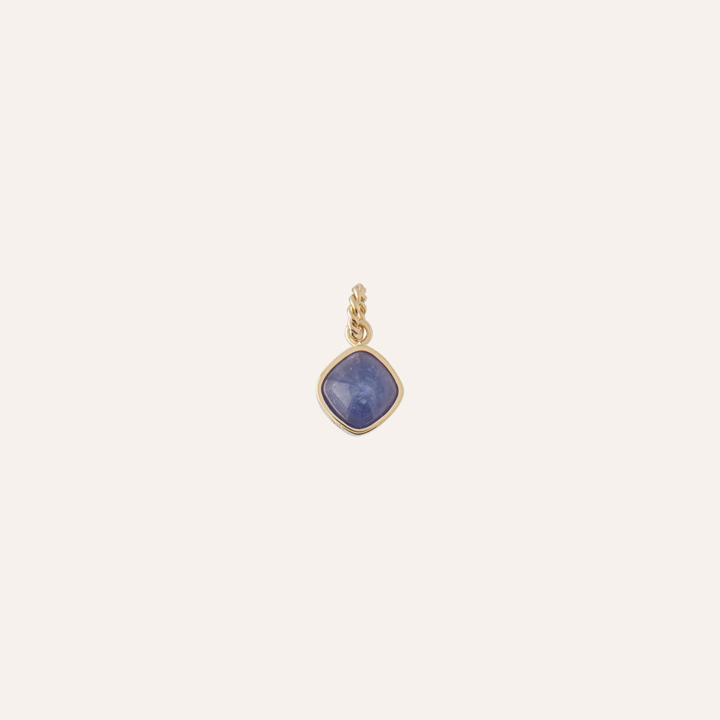 18K Blue Tanzanite Cabochon Charm