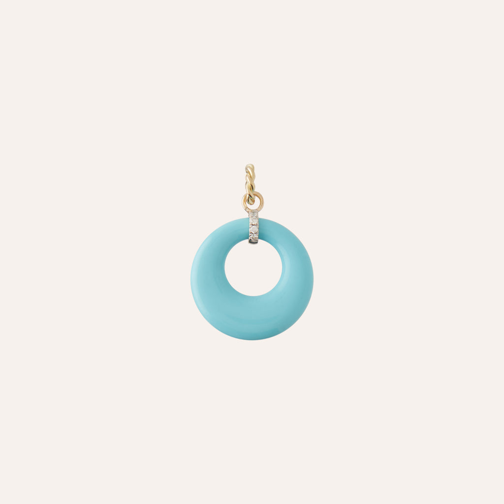 18K Turquoise Diamond Deco Charm