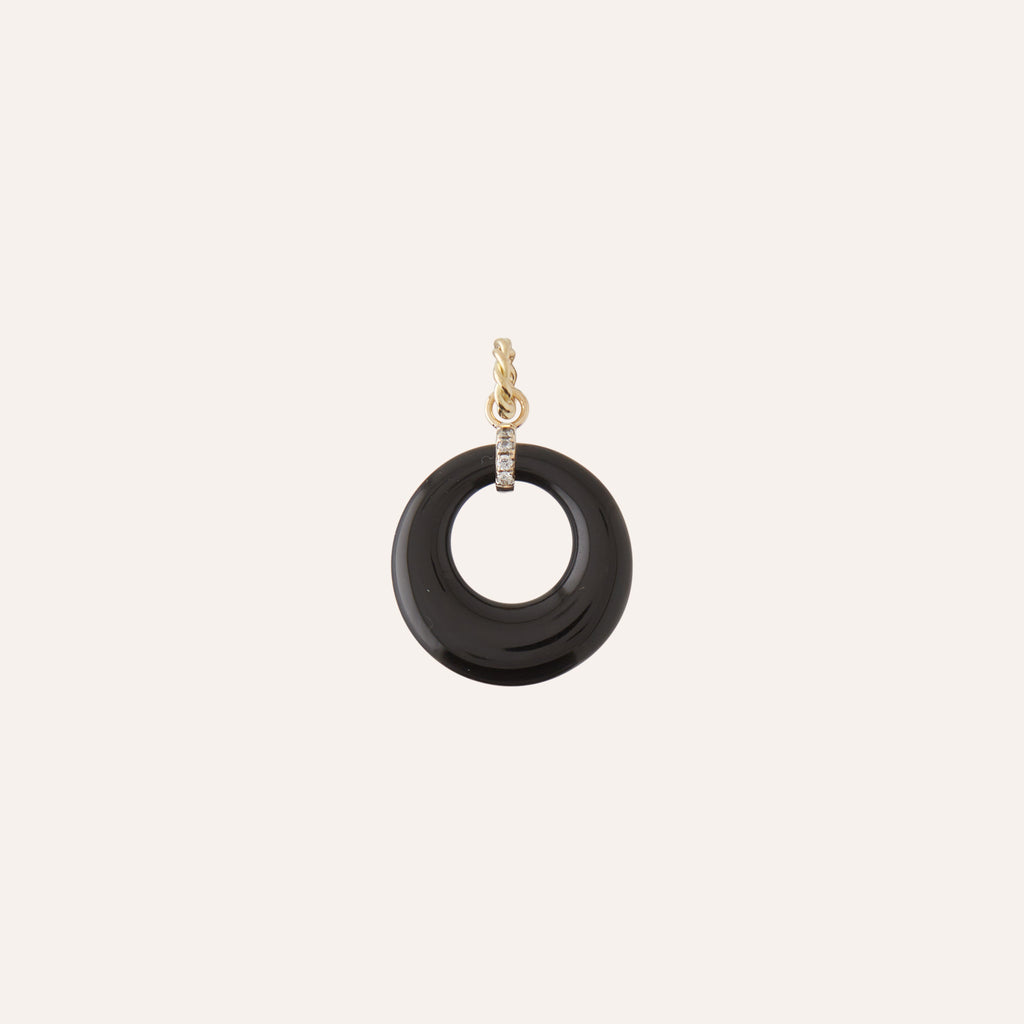 18K Black Onyx Diamond Deco Charm