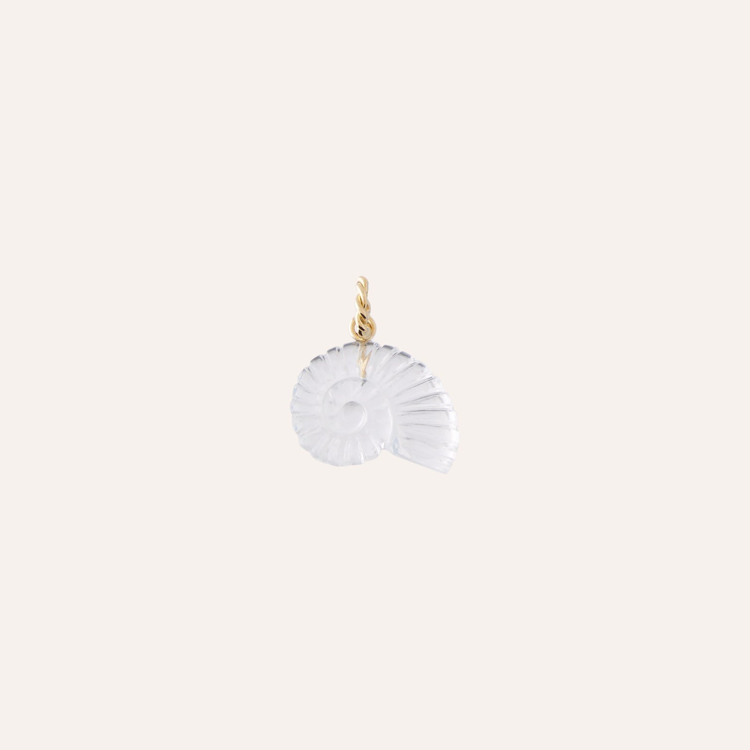 18K Rock Crystal Carved Shell Charm