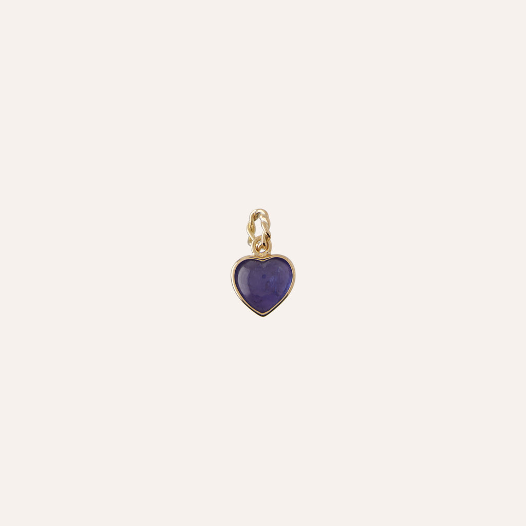18K Tanzanite Heart Cabochon Charm
