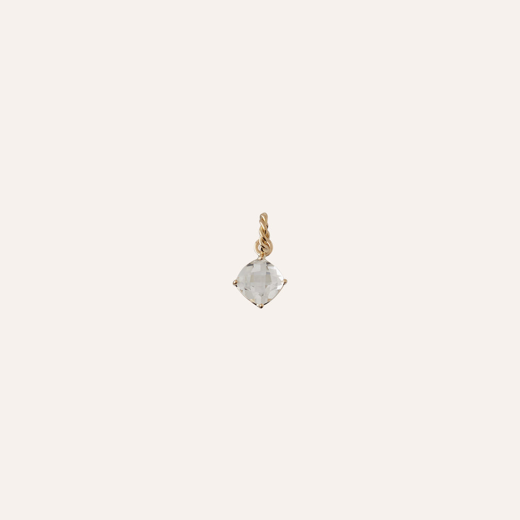 18K White Topaz Cushion Charm