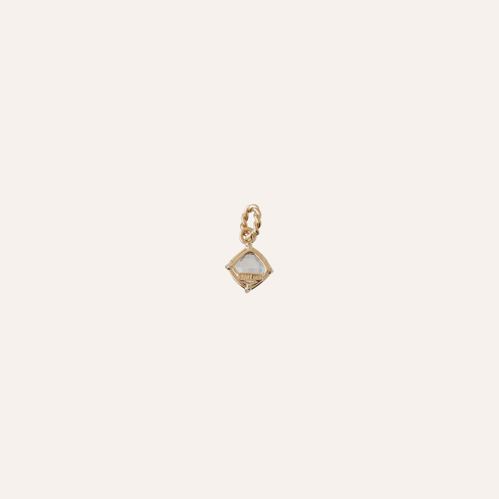 18K White Topaz Cushion Charm