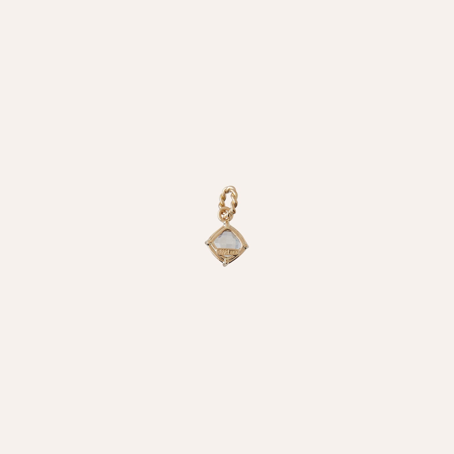 18K White Topaz Cushion Charm