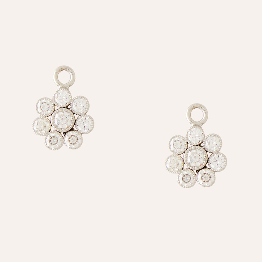 18K White Gold Mini Blossom Earring Drops