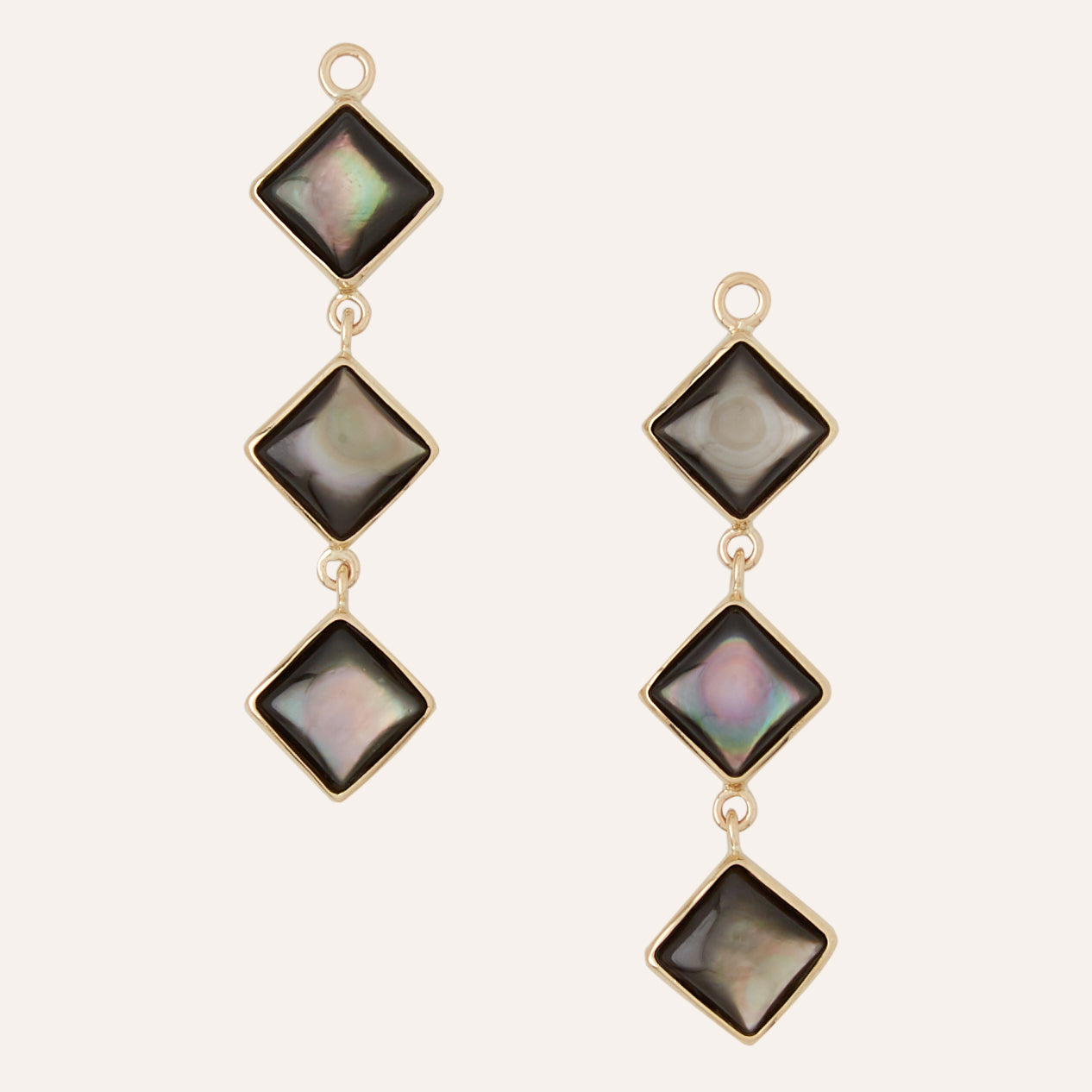 Black Mother of Pearl Square Cabochon 8mm Earring Drops