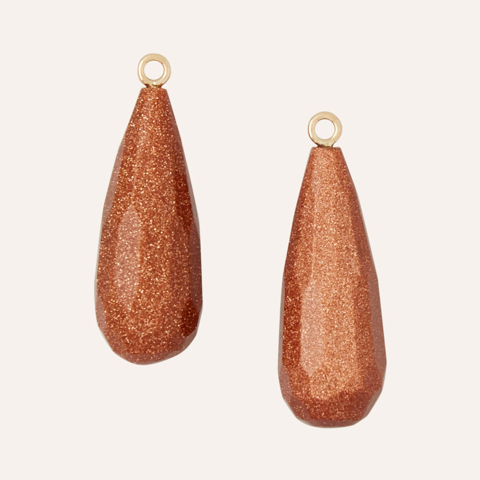 Faceted Goldstone 30mm Drops