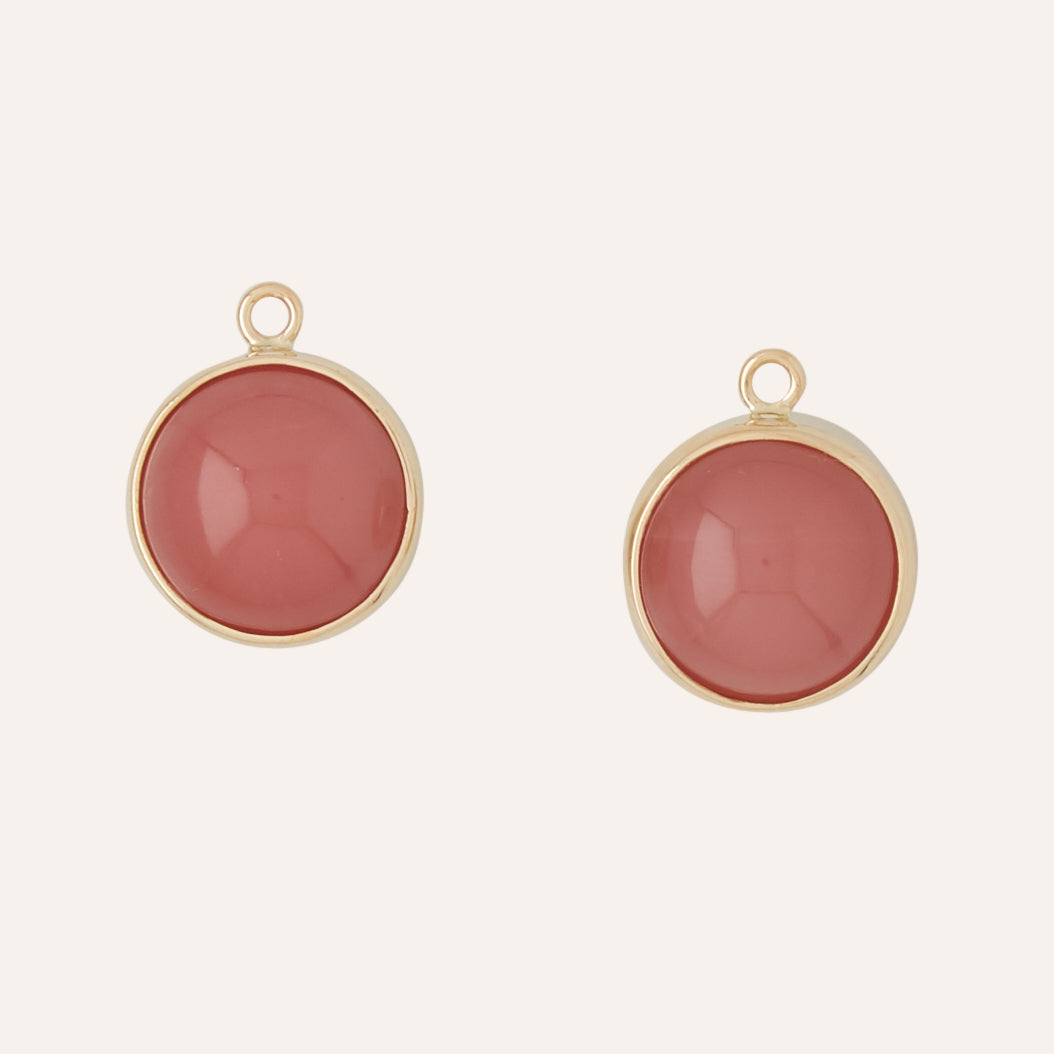 Guava Quartz Cabochon 15mm Earring Drops