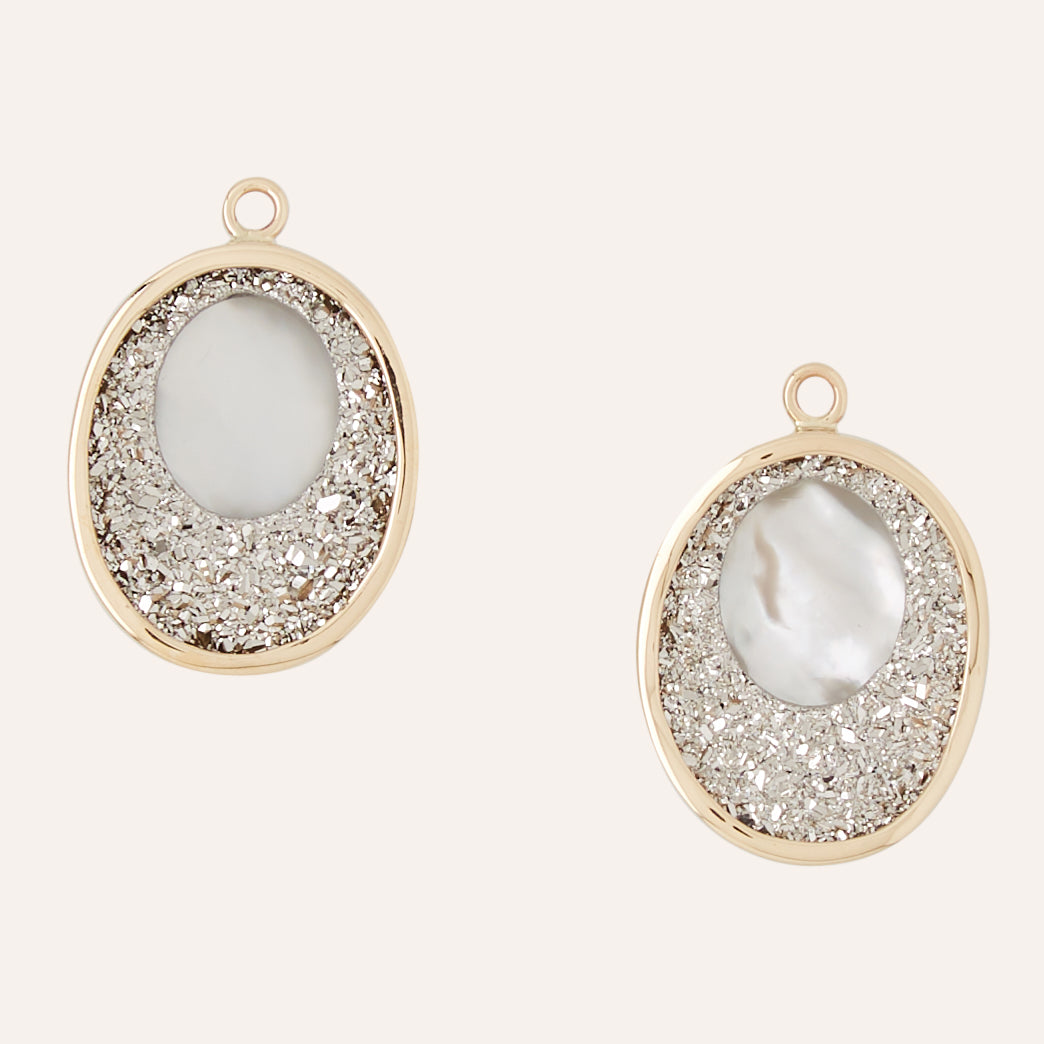 Platinum Druzy Oval Cut-Out Earring Drops