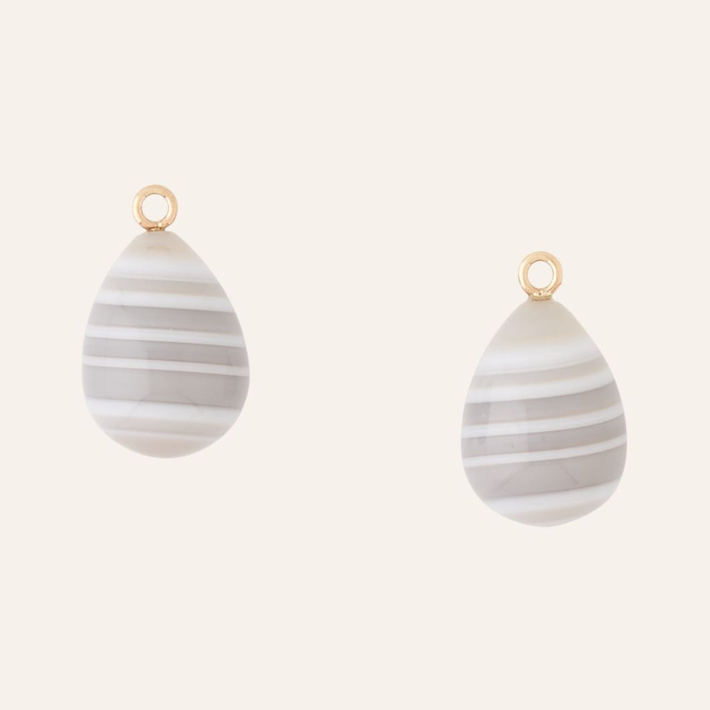 Grey Agate Teardrop Earring Drops
