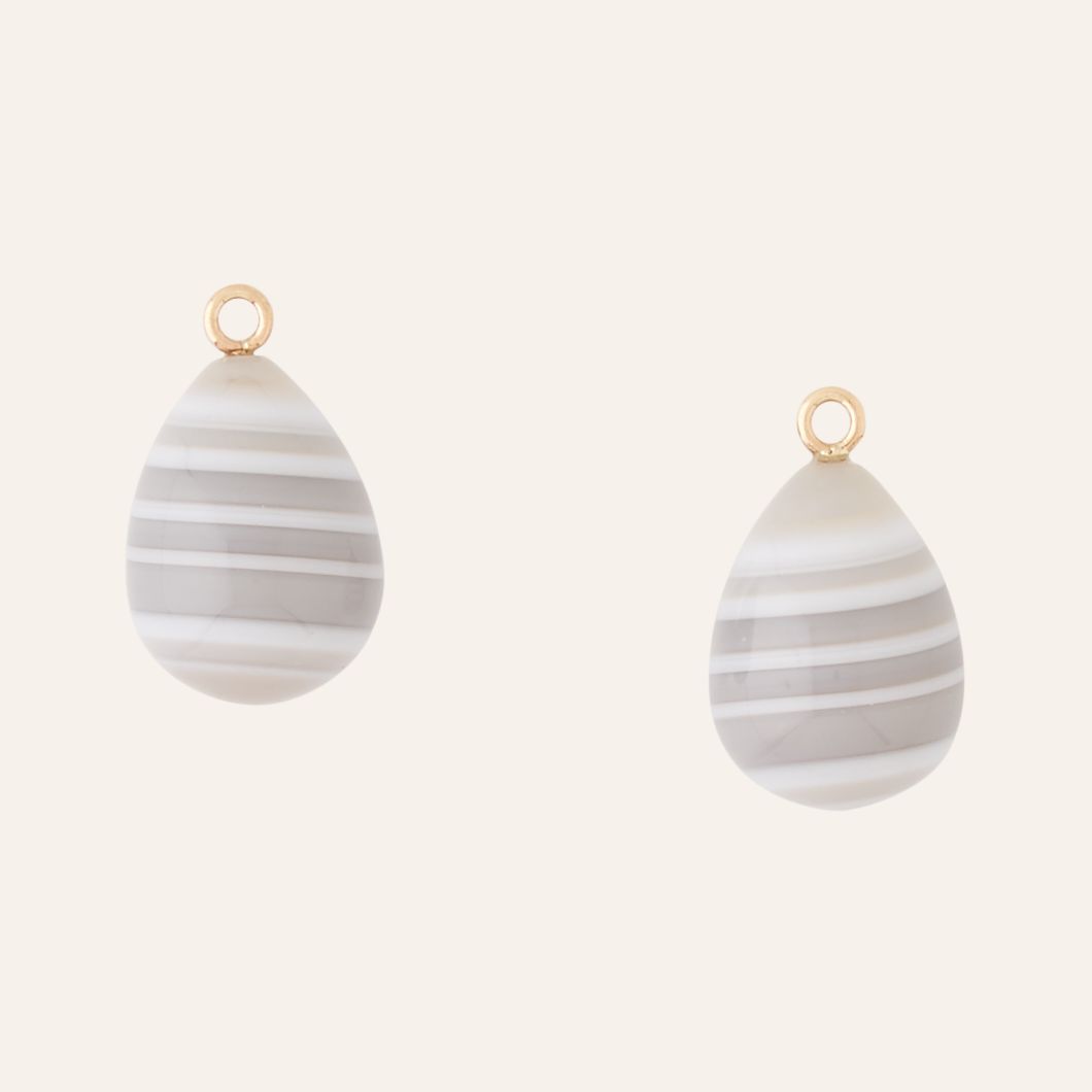 Grey Agate Teardrop Earring Drops
