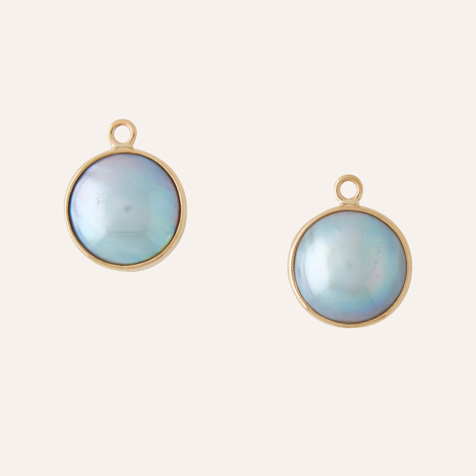Freshwater Gray Mabe Pearl Earring Drops