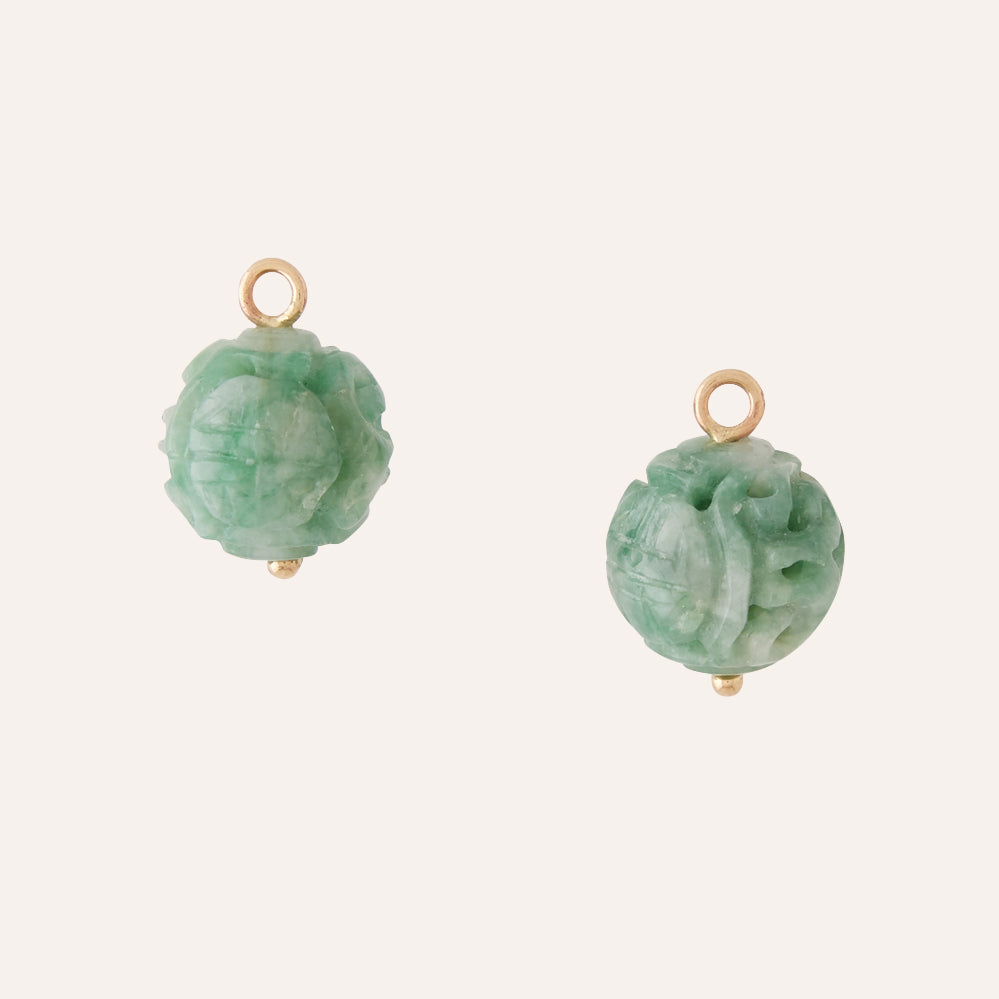 Carved Green Jade 12mm Earring Drops