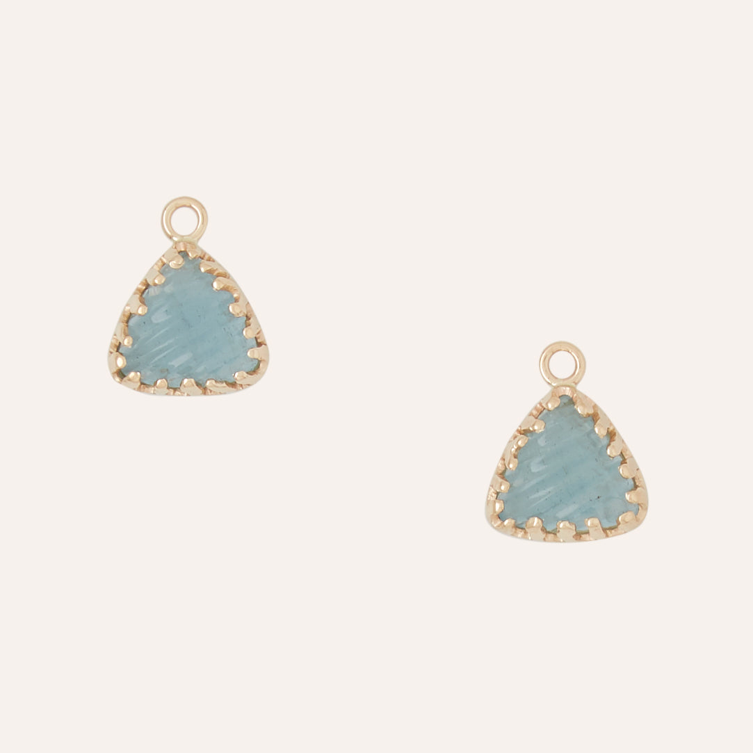 Aquamarine Carved Triangle Earring Drops