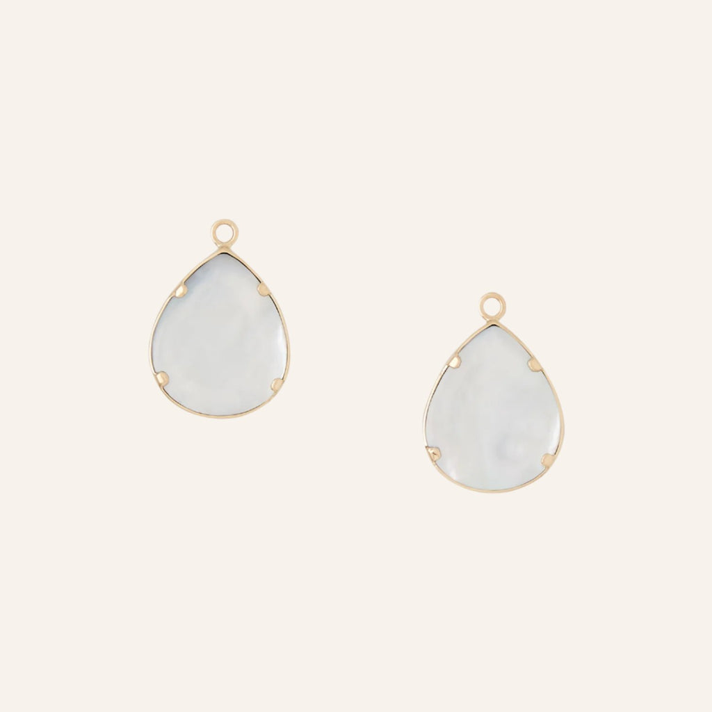 Opalized Petrified Wood Teardrop Cabochon Earring Drops