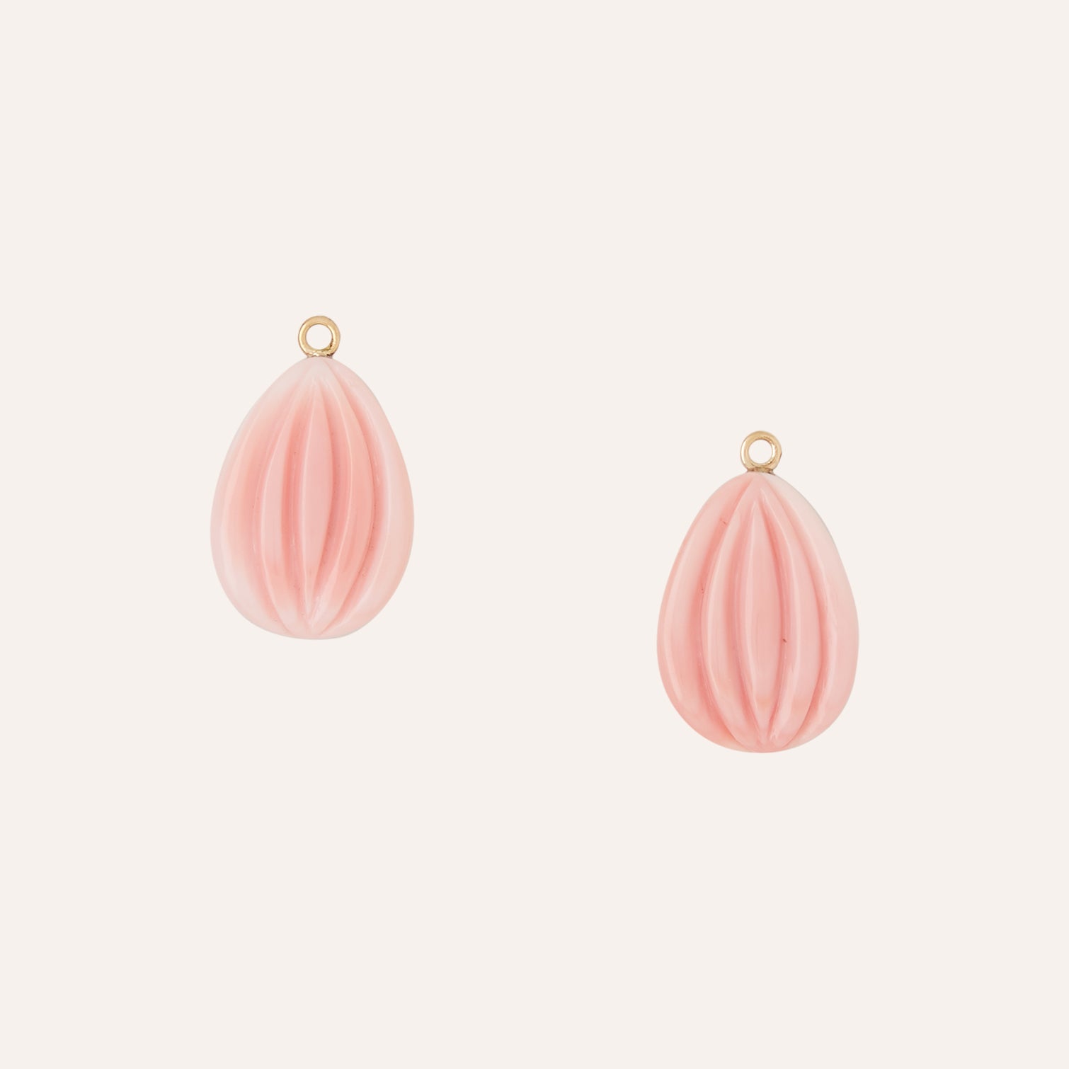 Carved Pink Conch Earring Drops