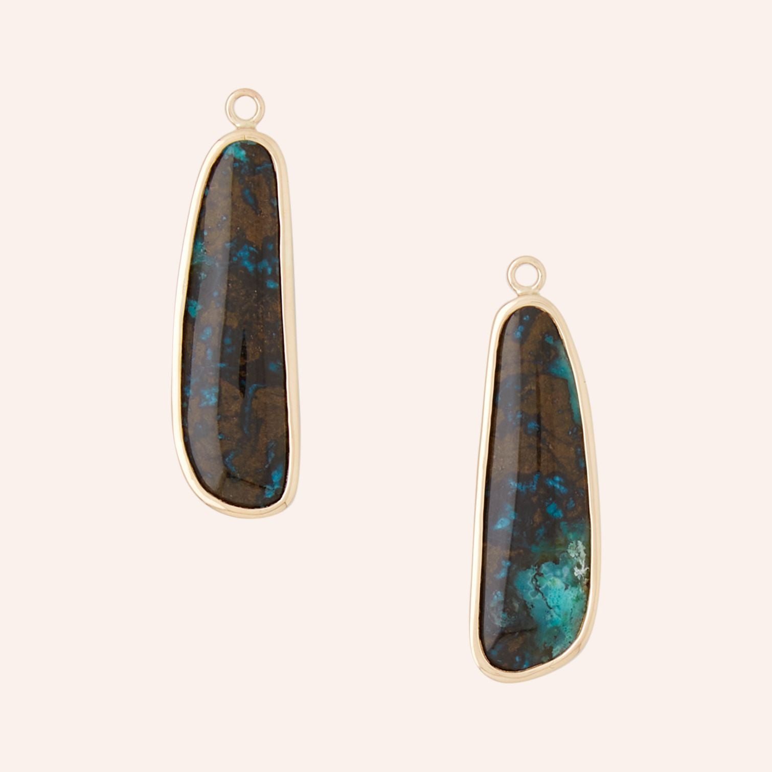 14K Chrysocolla Tenerite Long Earring Drops