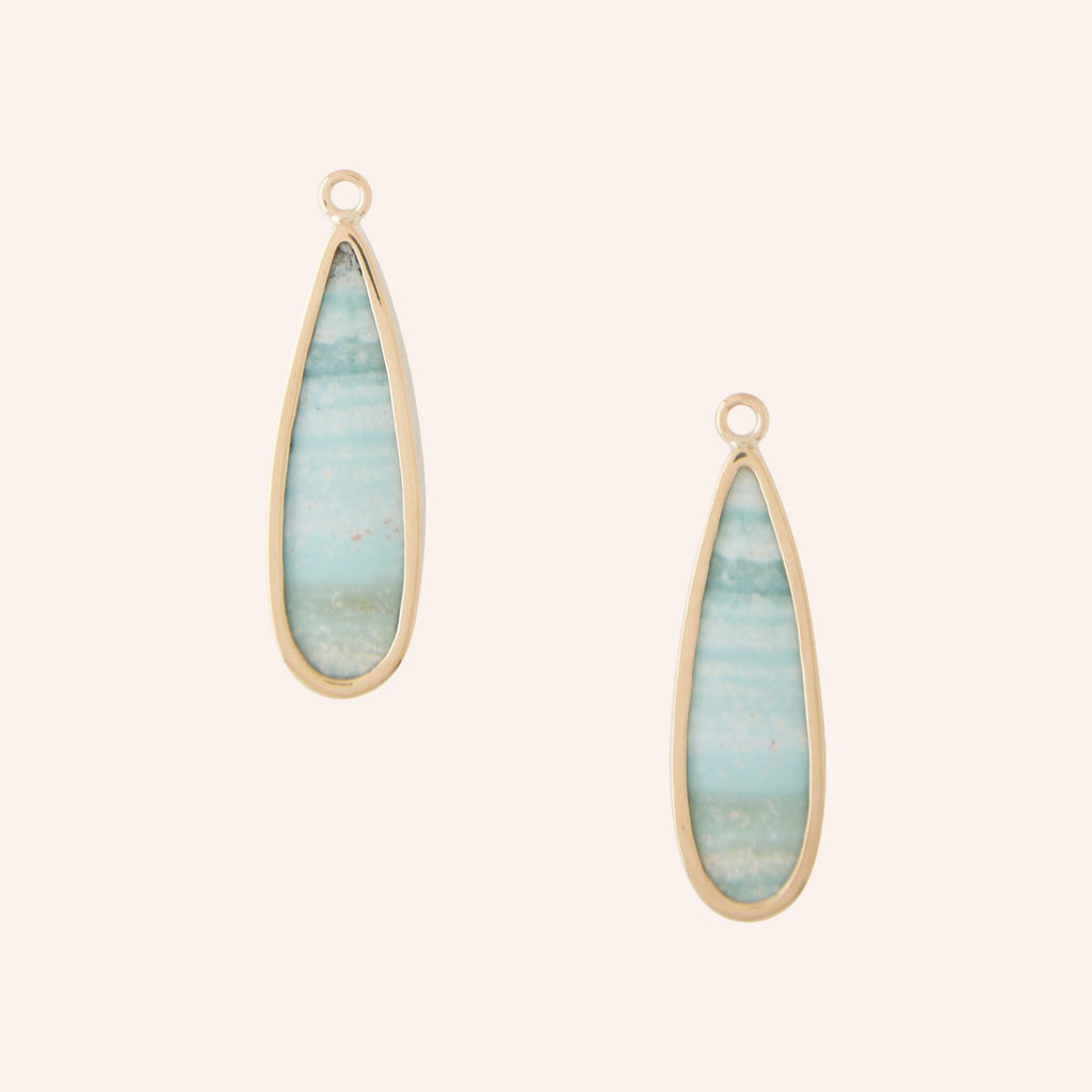 Opalized Petrified Wood Long Teardrop Earring Drops
