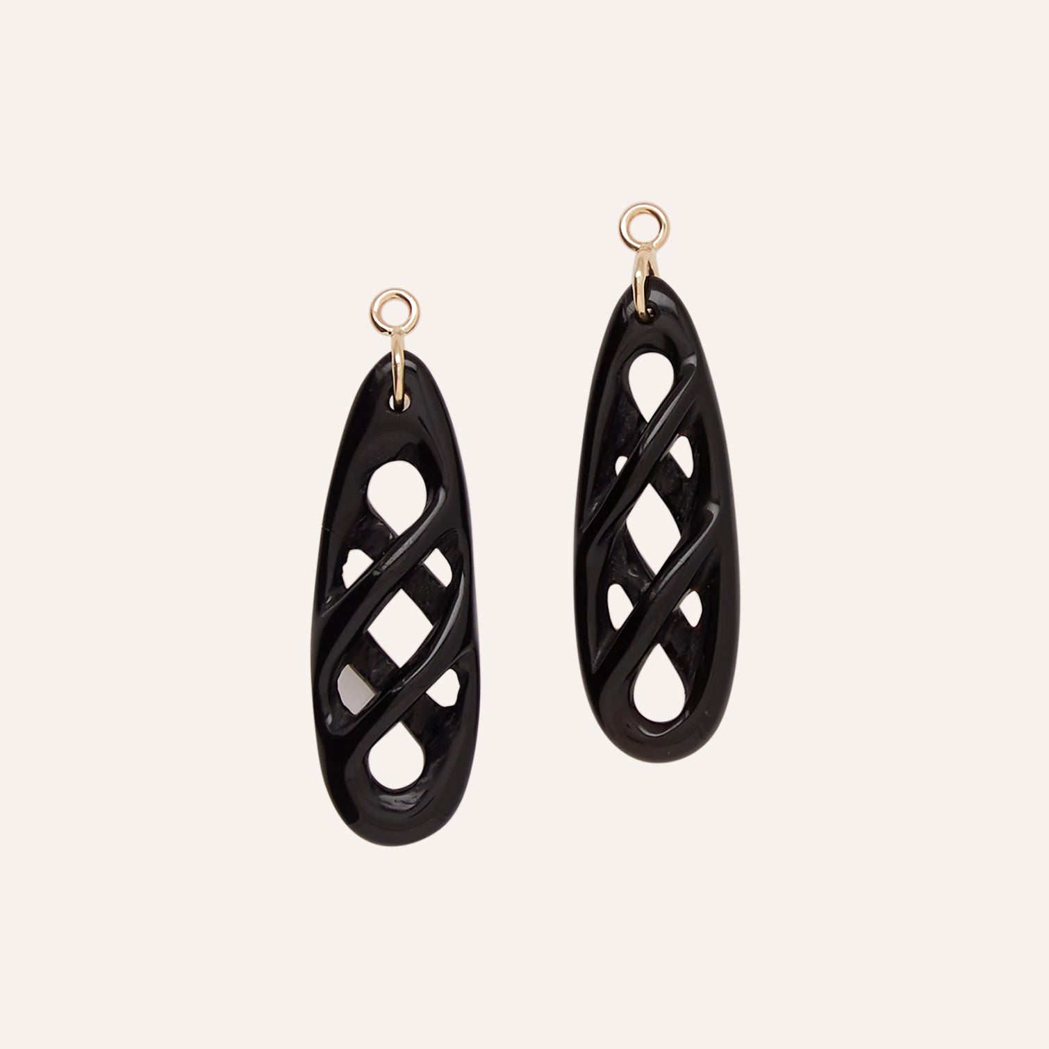 14K Carved Black Agate Drops