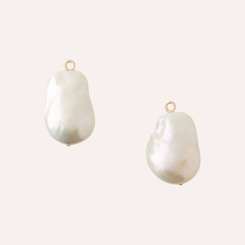 White Freshwater Biwa Baroque Pearl Drops
