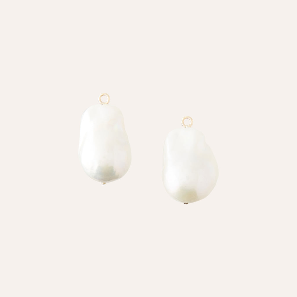 White Freshwater Biwa Baroque Pearl Drops